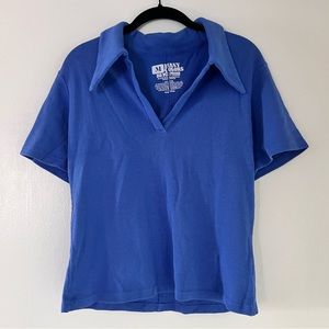Big Bud Press short sleeve blue fisherman polo in Medium.